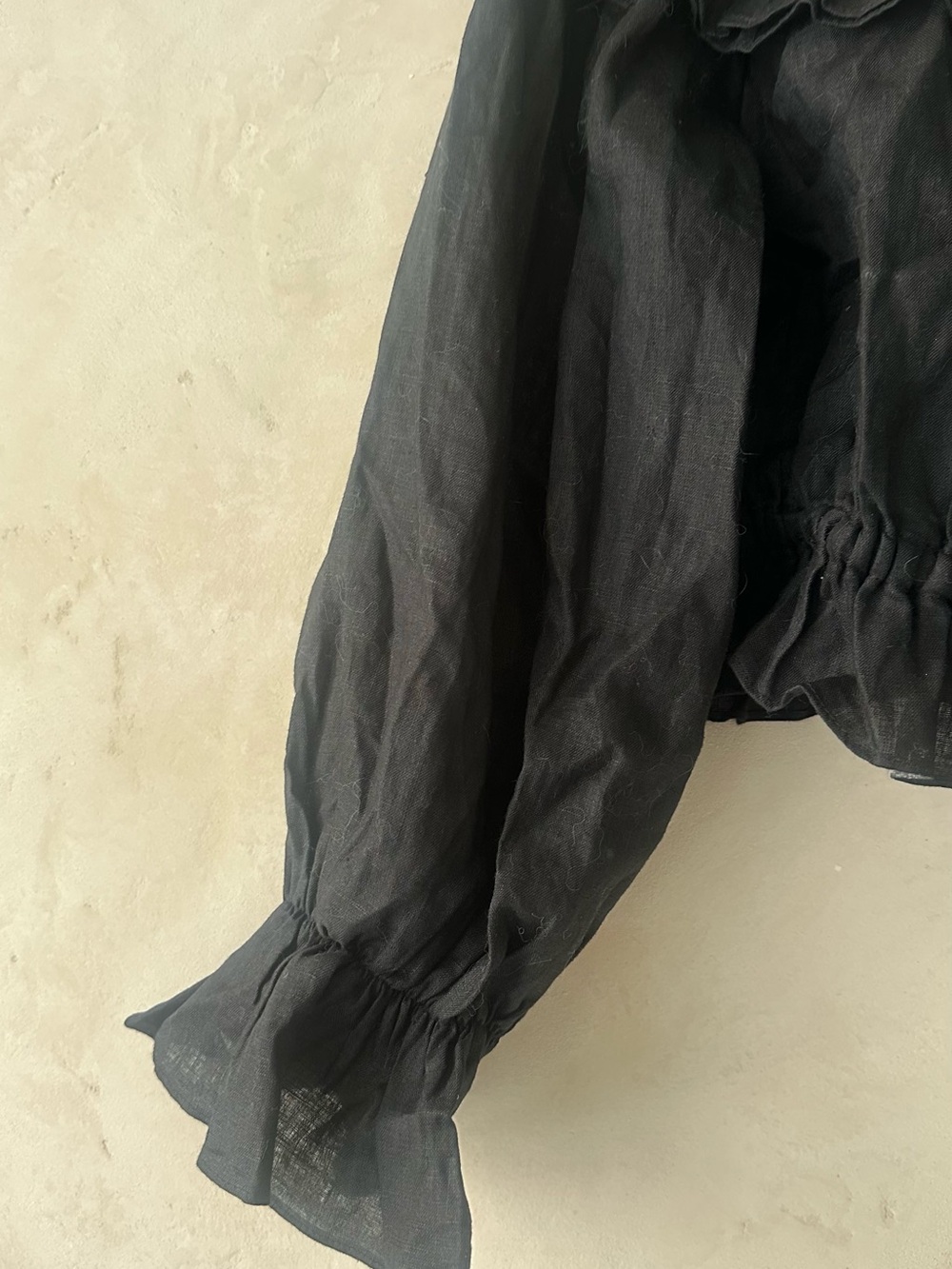 DISSH 100% Linen Off-the-Shoulder Ruffle Crop Top | Size 8 - Picture 5 of 10